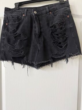 American Eagle Outfitters Black Distressed Cutoff Jean Shorts